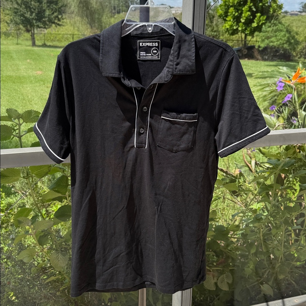 Express Polo stretch moisture wicking T-Shirt / Black / medium